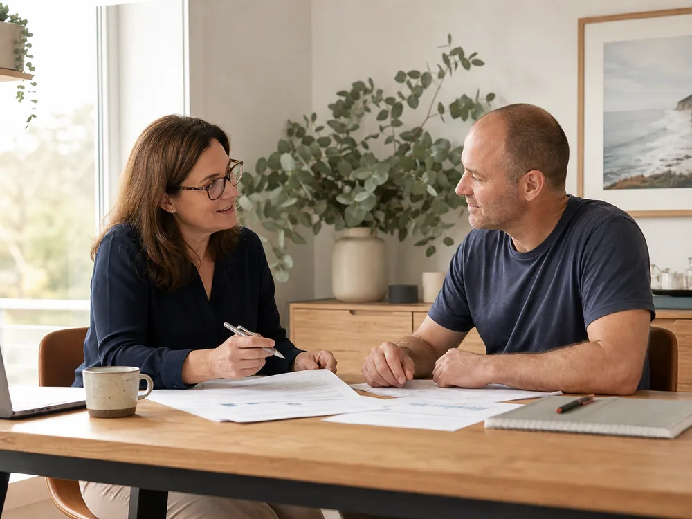 Independent professional adviser meeting with a small-business owner